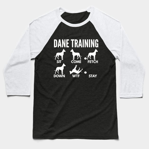 Great Dane Training Dane Dog Tricks Baseball T-Shirt by DoggyStyles